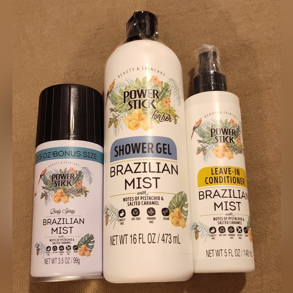 Brazilian Mist Shower Gel, Body Spray, and Leave-In Conditioner Set